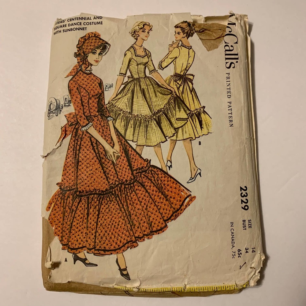 McCall's Vintage 50's Pattern #2329 Centennia/Square Dance Dress/Bonnet Size 14
